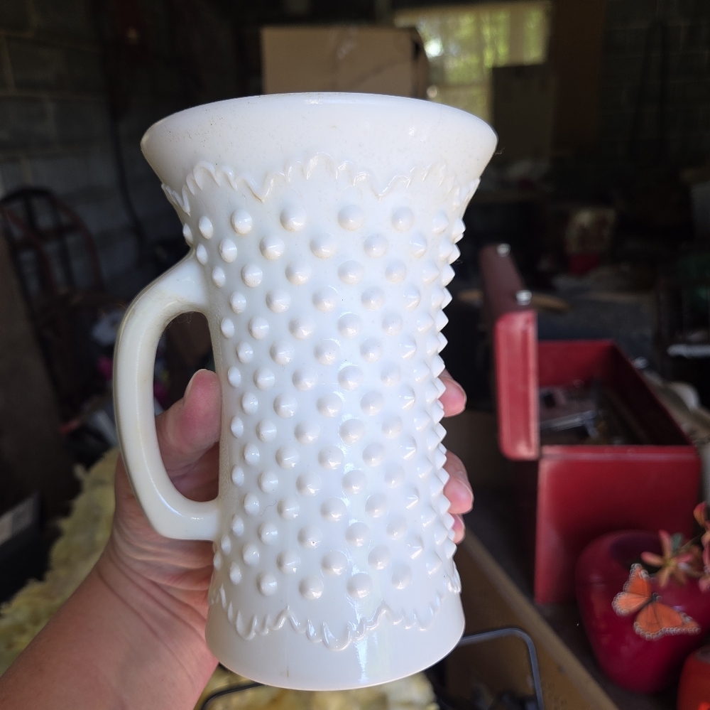 White Hobnail Milk Glass Mug
